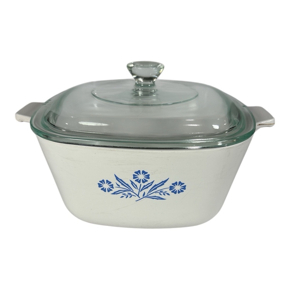 Vintage Corning Ware Blue Cornflower P-1 3/4-B 1.75 QT Square Casserole w/ Lid